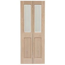 Load image into Gallery viewer, Victorian 4 Panel Oak Bi-Fold Glazed Unfinished Internal Door 1981 x 762mm - Doors4less

