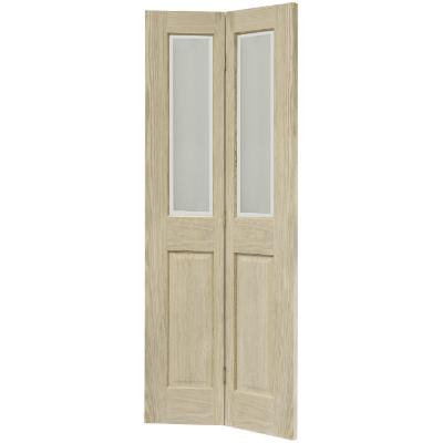 Victorian 4 Panel Oak Bi-Fold Glazed Unfinished Internal Door 1981 x 762mm