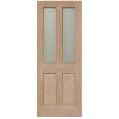 Victorian 4 Panel Oak Glazed Unfinished Internal Door - All Sizes - Doors4less
