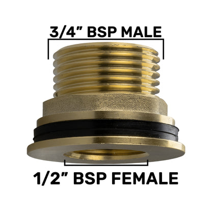 Water Butt Brass 3/4" BSP Male - 1/2" BSP Female and Drill Bit - Best4Trade-Retail Tech Hose & Fittings
