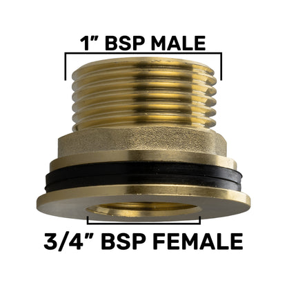 Water Butt Brass 1" BSP Male - 3/4" BSP Female - Best4Trade-Retail Tech Hose & Fittings
