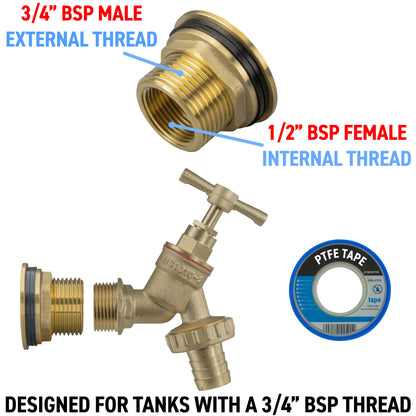 Water Butt Brass Kit 3/4" with Brass Barbed Tap - Best4Trade-Retail Tech Hose & Fittings
