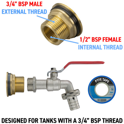 Water Butt Brass Kit 3/4" with Barbed Lever Tap - Best4Trade-Retail Tech Hose & Fittings