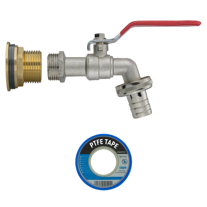 Water Butt Brass Kit 3/4" with Barbed Lever Tap and Drill Bit - Best4Trade-Retail Tech Hose & Fittings