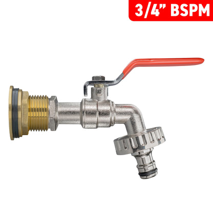 Water Butt Brass Kit 3/4" with Quick Connect Lever Tap and Drill Bit - Best4Trade-Retail Tech Hose & Fittings