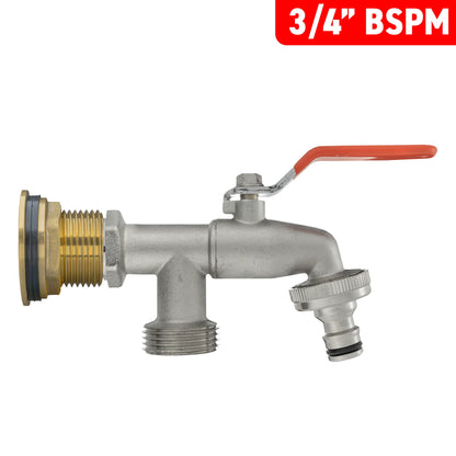 Water Butt Brass Kit 3/4" with Double Tap and Drill Bit - Best4Trade-Retail Tech Hose & Fittings