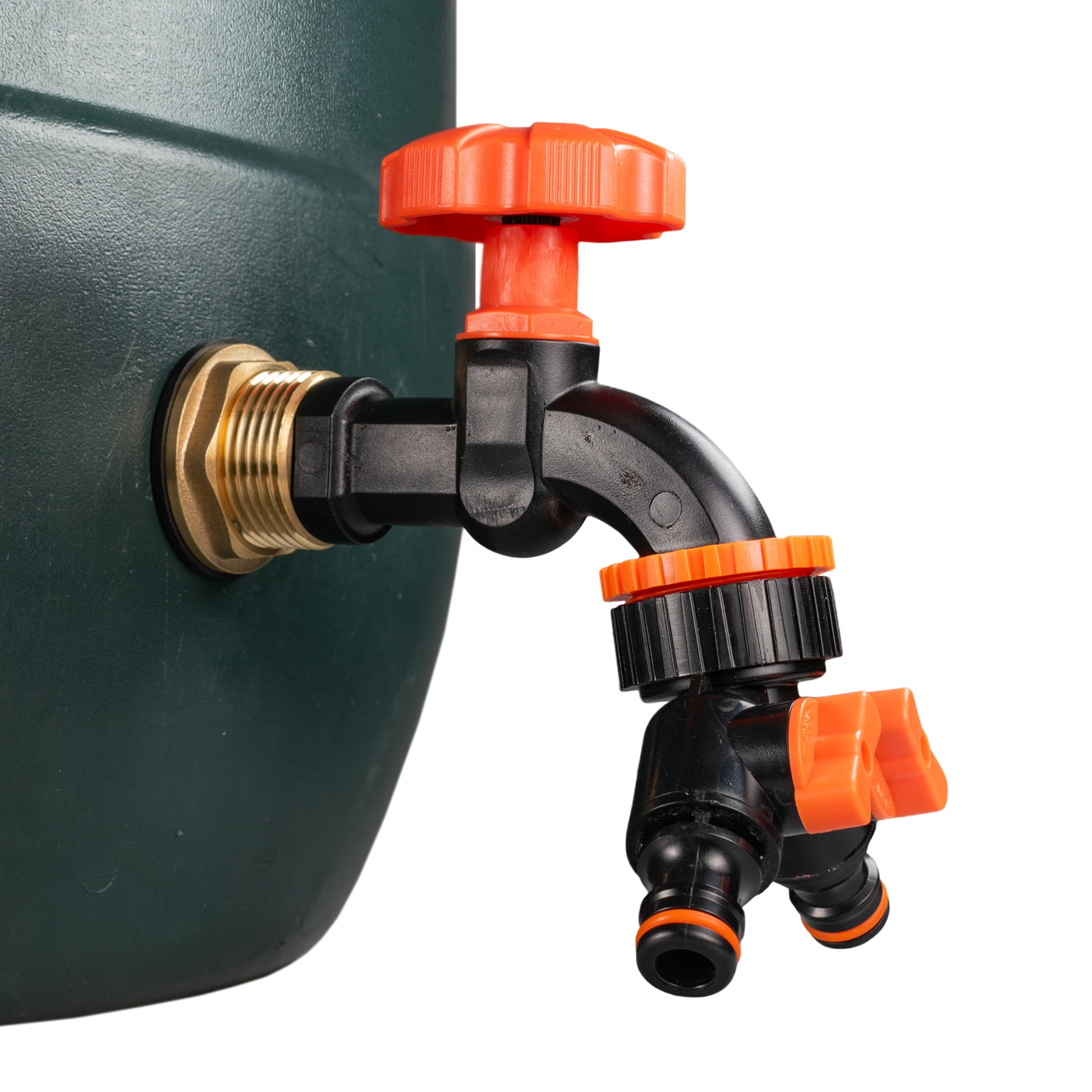 Water Butt Brass Kit 3/4" with Black Dial Tap + Two-Way Splitter and Drill Bit - Best4Trade-Retail Tech Hose & Fittings