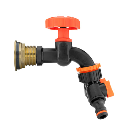 Water Butt Brass Kit 3/4" with Black Dial Tap + Two-Way Splitter - Best4Trade-Retail Tech Hose & Fittings