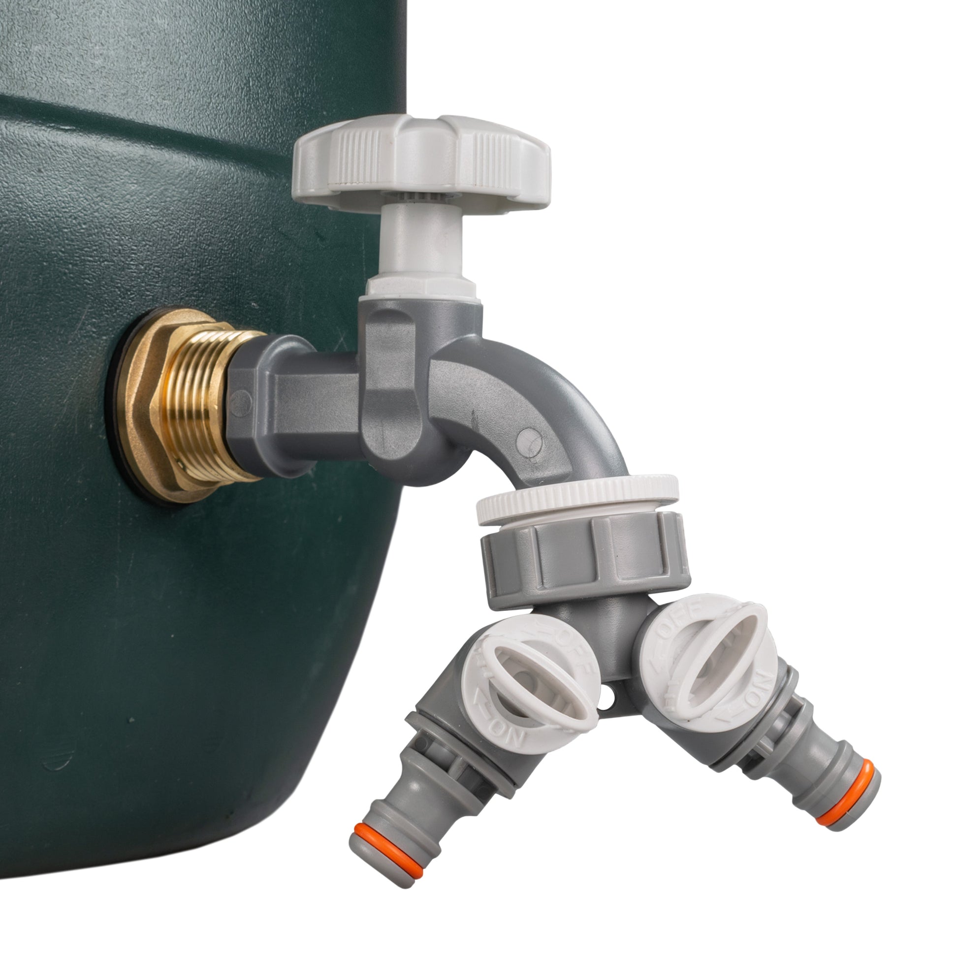 Water Butt Brass Kit 3/4" with Grey Dial Tap + Two-Way Splitter - Best4Trade-Retail Tech Hose & Fittings