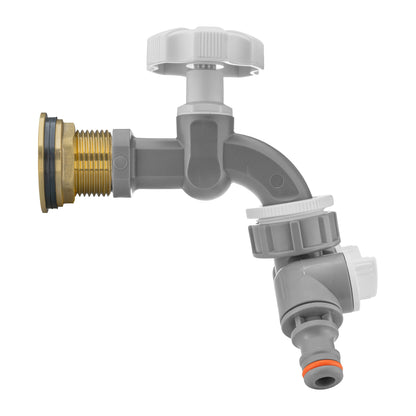 Water Butt Brass Kit 3/4" with Grey Dial Tap + Two-Way Splitter - Best4Trade-Retail Tech Hose & Fittings