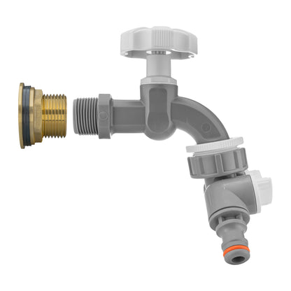 Water Butt Brass Kit 3/4" with Grey Dial Tap + Two-Way Splitter - Best4Trade-Retail Tech Hose & Fittings