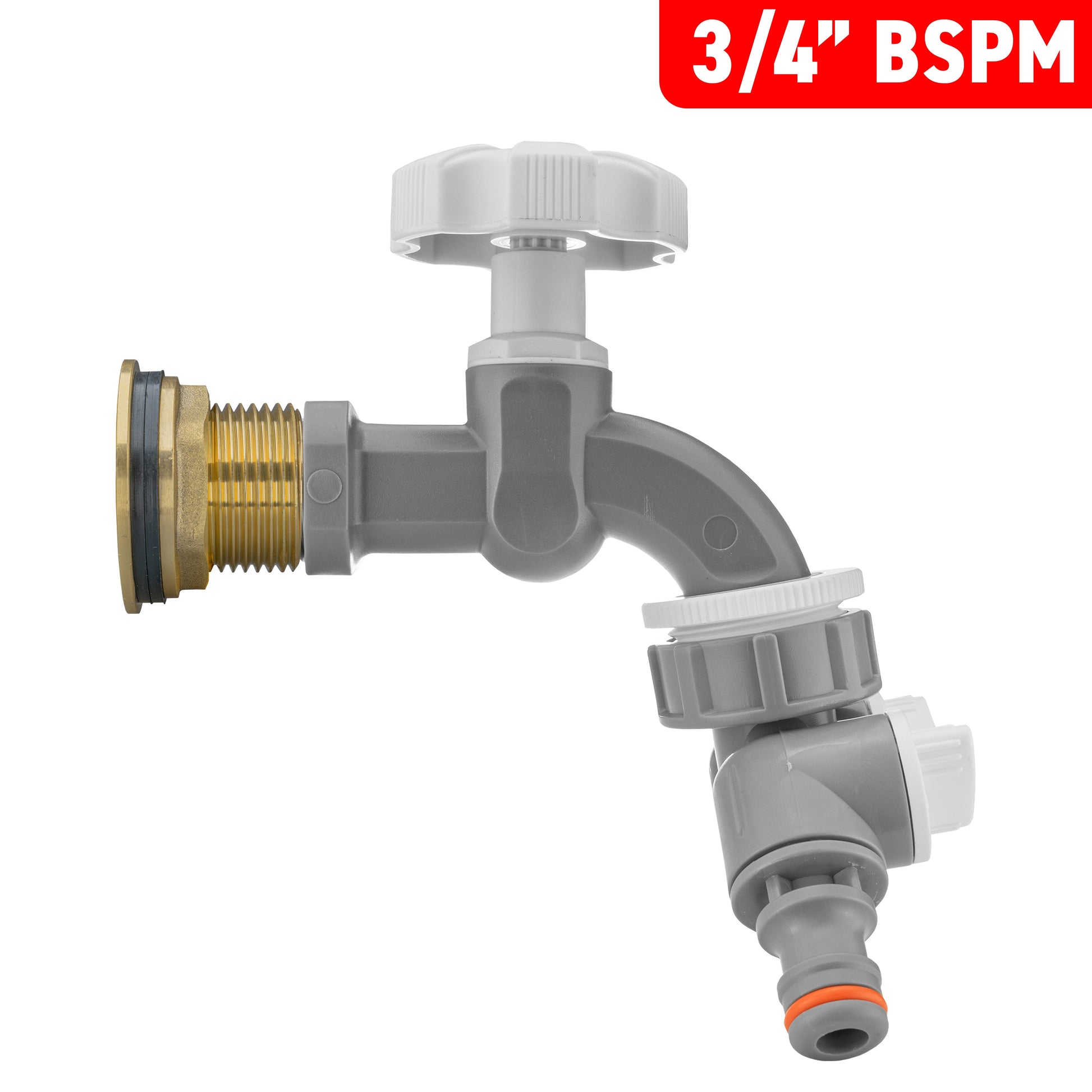 Water Butt Brass Kit 3/4" with Grey Dial Tap + Two-Way Splitter - Best4Trade-Retail Tech Hose & Fittings