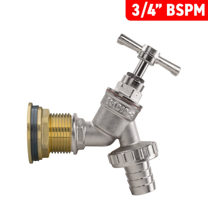 Water Butt Brass Kit 3/4" with Nickel Plated Brass Barbed Tap - Best4Trade-Retail Tech Hose & Fittings