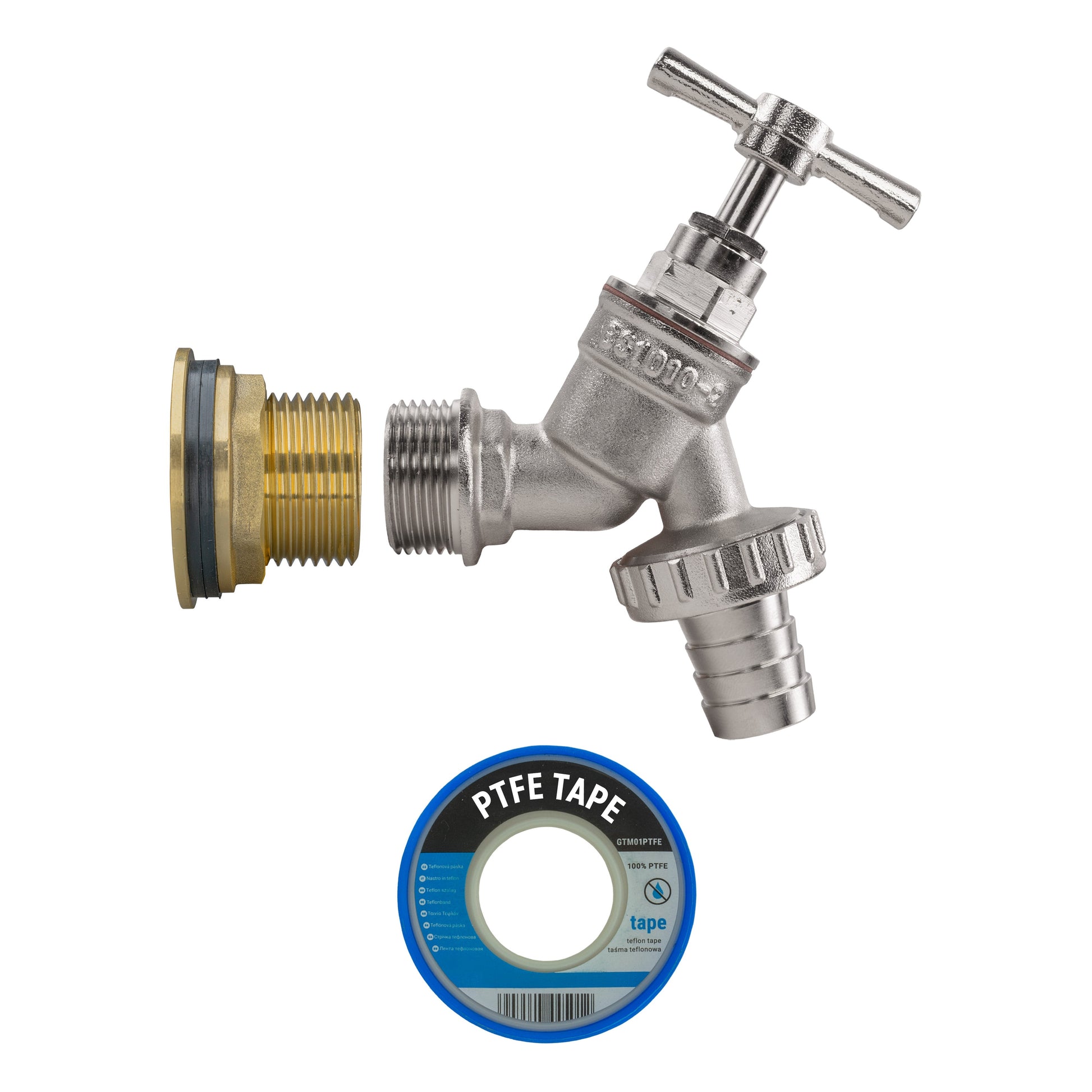 Water Butt Brass Kit 3/4" with Nickel Plated Brass Barbed Tap - Best4Trade-Retail Tech Hose & Fittings