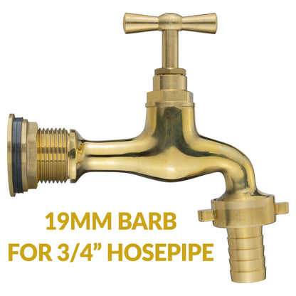 Water Butt Brass Kit 3/4" with 19mm Barbed Polished Brass Tap - Best4Trade-Retail Tech Hose & Fittings