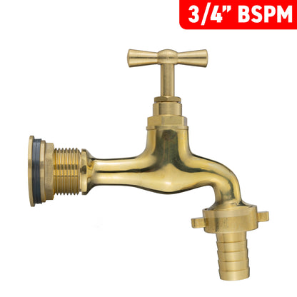 Water Butt Brass Kit 3/4" with 19mm Barbed Polished Brass Tap - Best4Trade-Retail Tech Hose & Fittings
