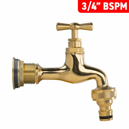 Water Butt Brass Kit 3/4" with Quick Connect Polished Brass Tap and Drill Bit - Best4Trade-Retail Tech Hose & Fittings