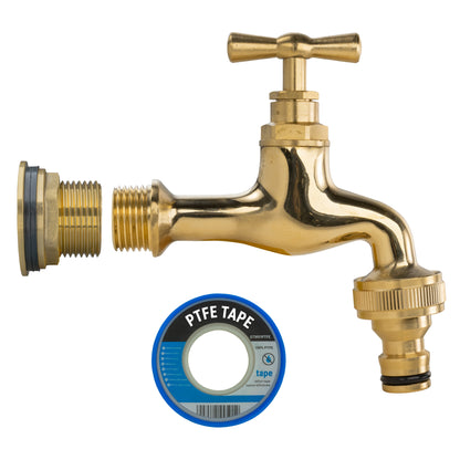Water Butt Brass Kit 3/4" with Quick Connect Polished Brass Tap - Best4Trade-Retail Tech Hose & Fittings