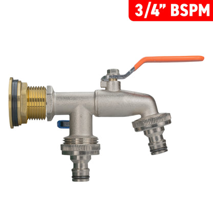 Water Butt Brass Kit 3/4" with Double Quick Connect Tap and Drill Bit - Best4Trade-Retail Tech Hose & Fittings