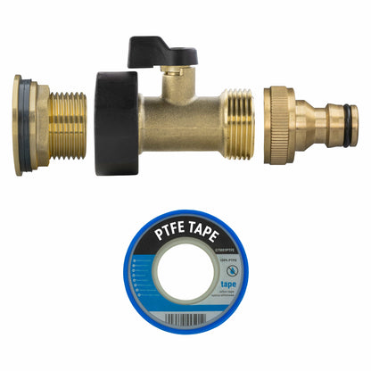 Water Butt Brass Kit 3/4" with Brass Valve + Quick Connect - Best4Trade-Retail Tech Hose & Fittings