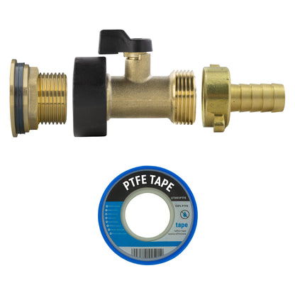 Water Butt Brass Kit 3/4" with Brass Valve + 13mm Barb - Best4Trade-Retail Tech Hose & Fittings