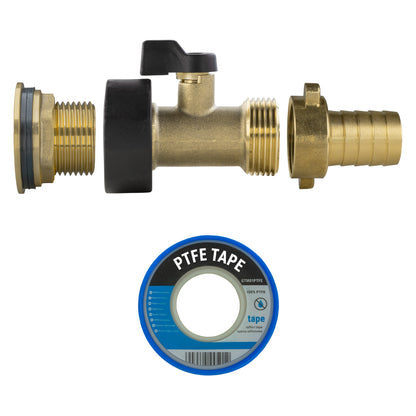 Water Butt Brass Kit 3/4" with Brass Valve + 19mm Barb - Best4Trade-Retail Tech Hose & Fittings