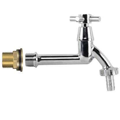 Water Butt Brass Kit 3/4" with Extended Brass Chrome Tap ½” Barb and Drill Bit - Best4Trade-Retail Garden watering