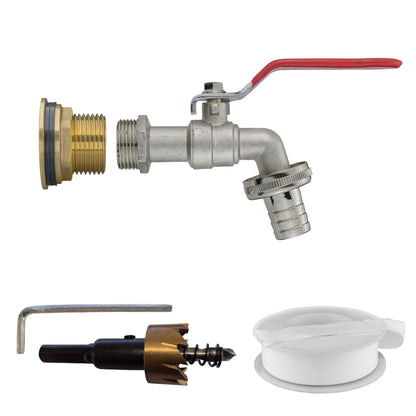 Water Butt Brass Kit 3/4" with Barbed Lever Tap and Drill Bit - Best4Trade-Retail Tech Hose & Fittings