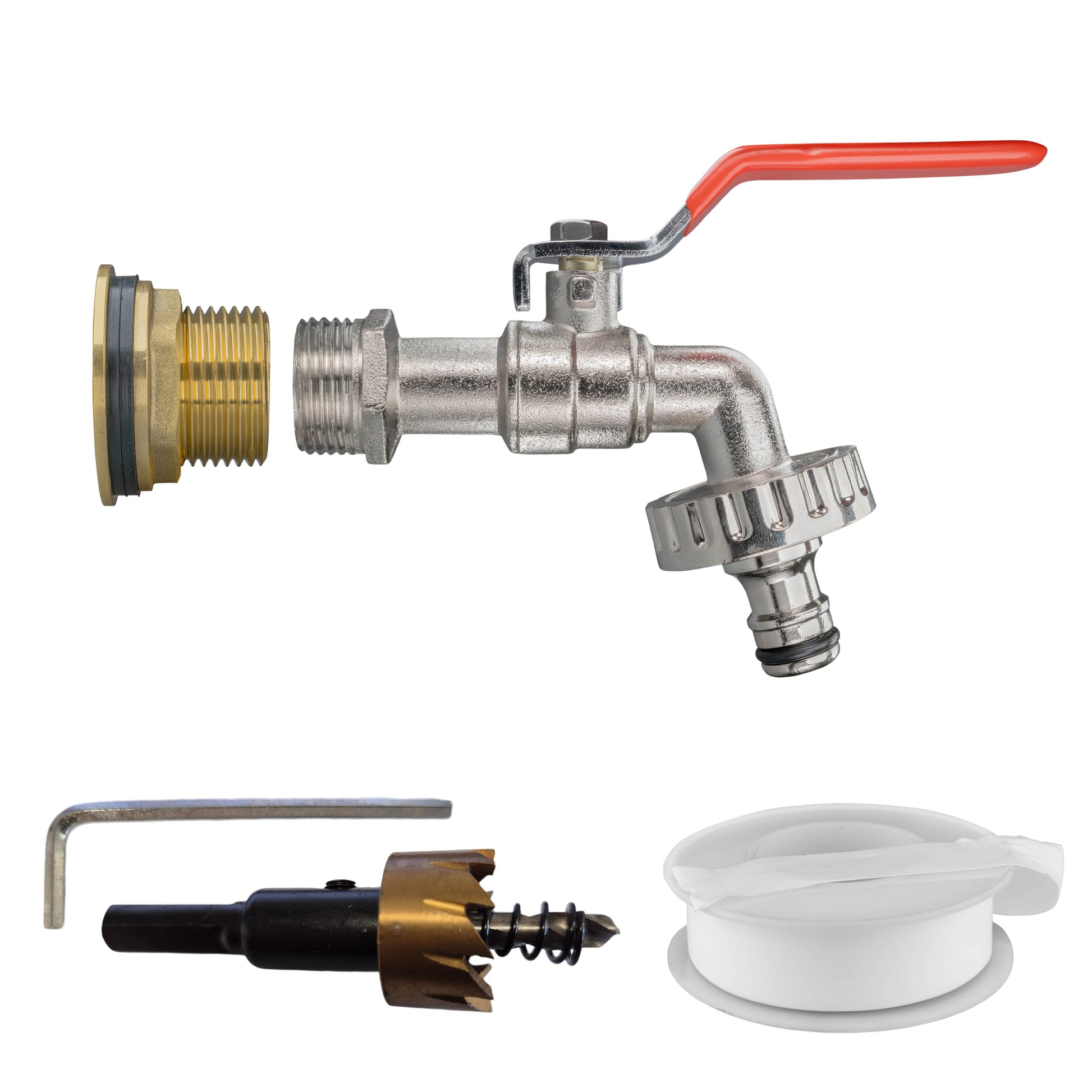 Water Butt Brass Kit 3/4" with Quick Connect Lever Tap and Drill Bit - Best4Trade-Retail Tech Hose & Fittings