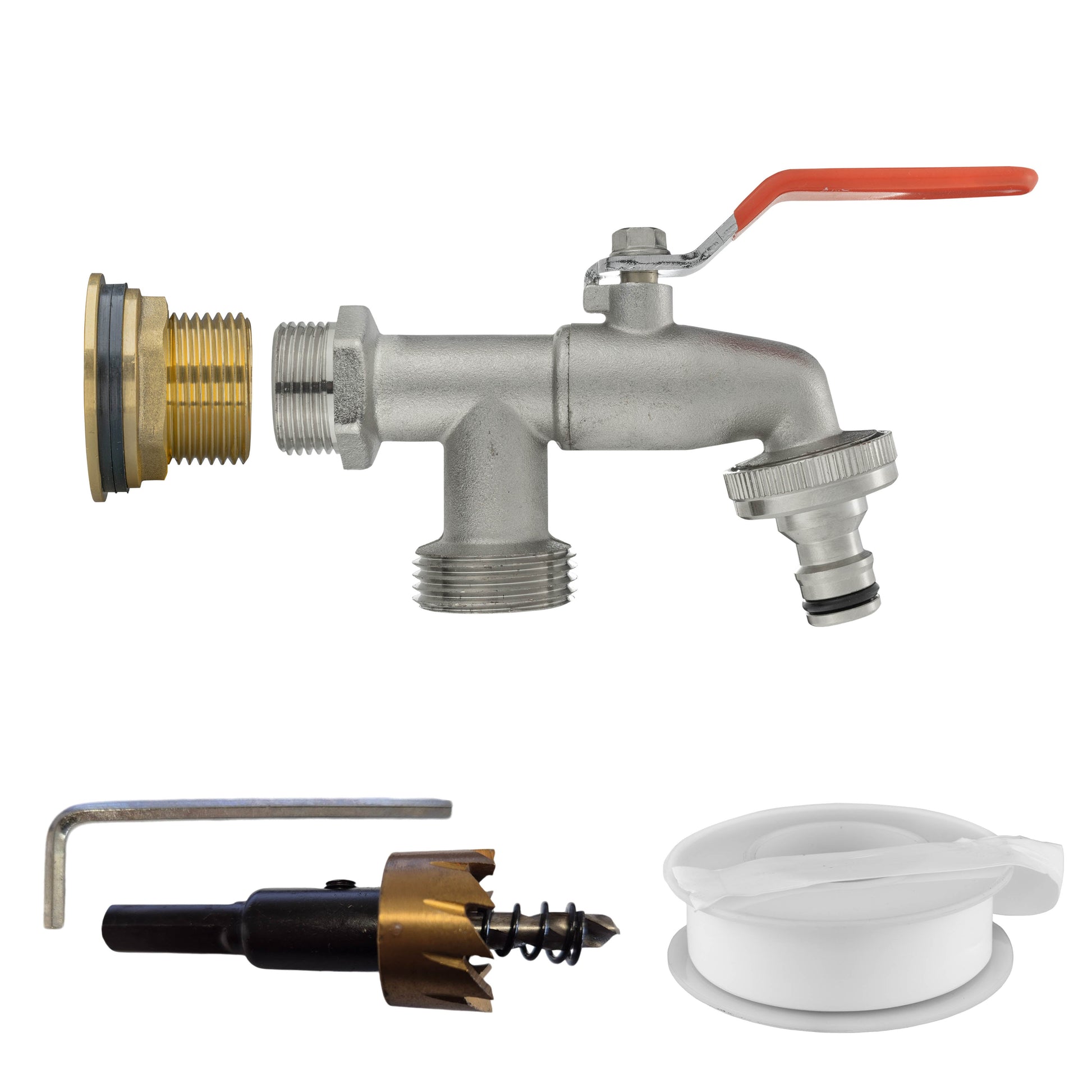 Water Butt Brass Kit 3/4" with Double Tap and Drill Bit - Best4Trade-Retail Tech Hose & Fittings