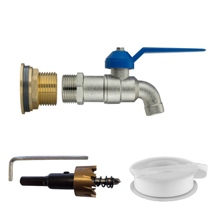 Water Butt Brass Kit 3/4" with Simple Lever Tap and Drill Bit - Best4Trade-Retail Tech Hose & Fittings