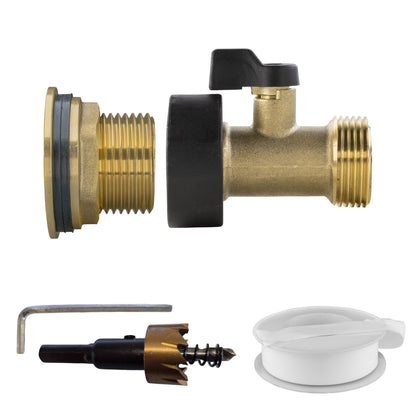 Water Butt Brass Kit 3/4" with Brass Valve and Drill Bit - Best4Trade-Retail Tech Hose & Fittings