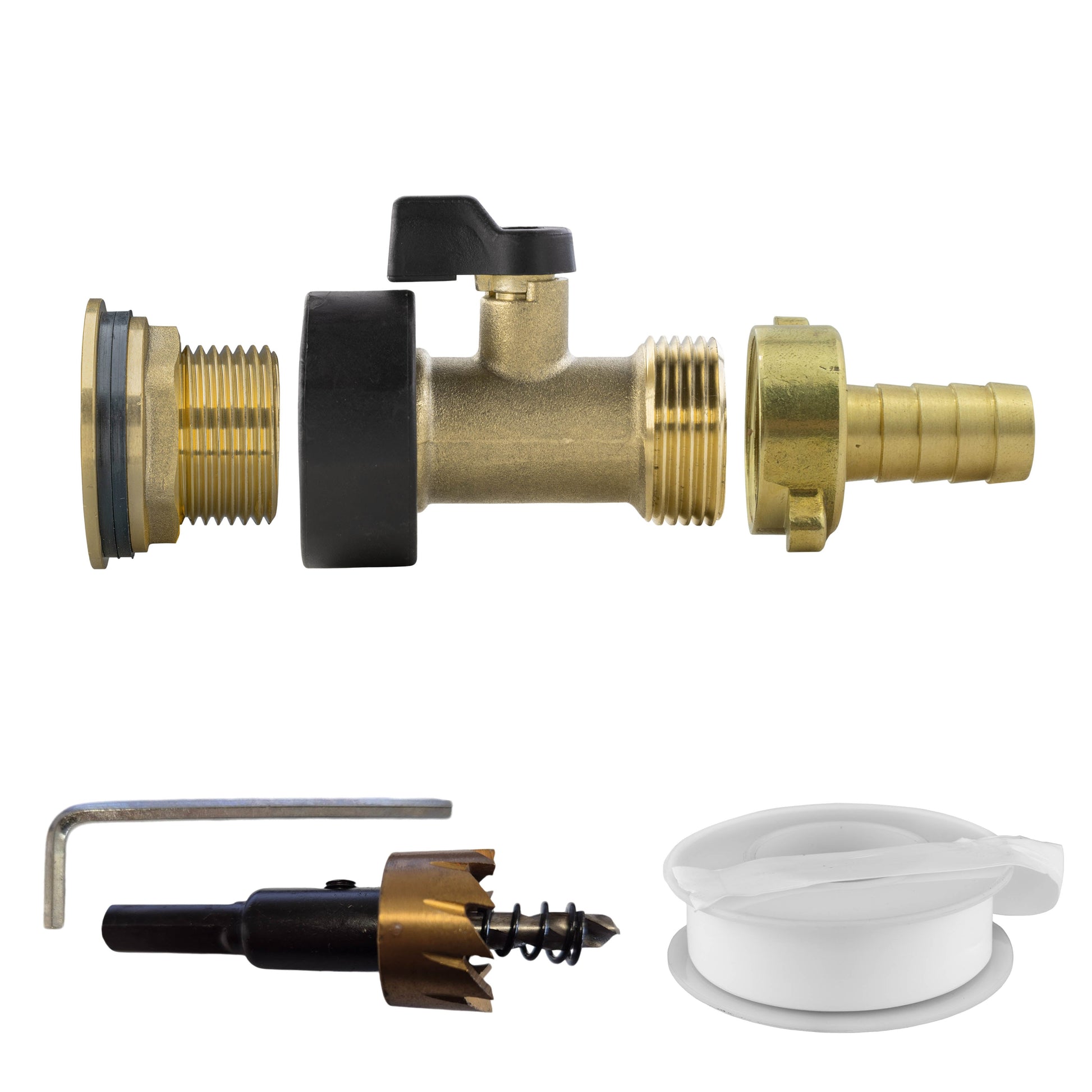 Water Butt Brass Kit 3/4" with Brass Valve + 13mm Barb and Drill Bit - Best4Trade-Retail Tech Hose & Fittings