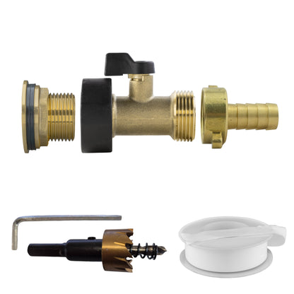 Water Butt Brass Kit 3/4" with Brass Valve + 13mm Barb and Drill Bit - Best4Trade-Retail Tech Hose & Fittings