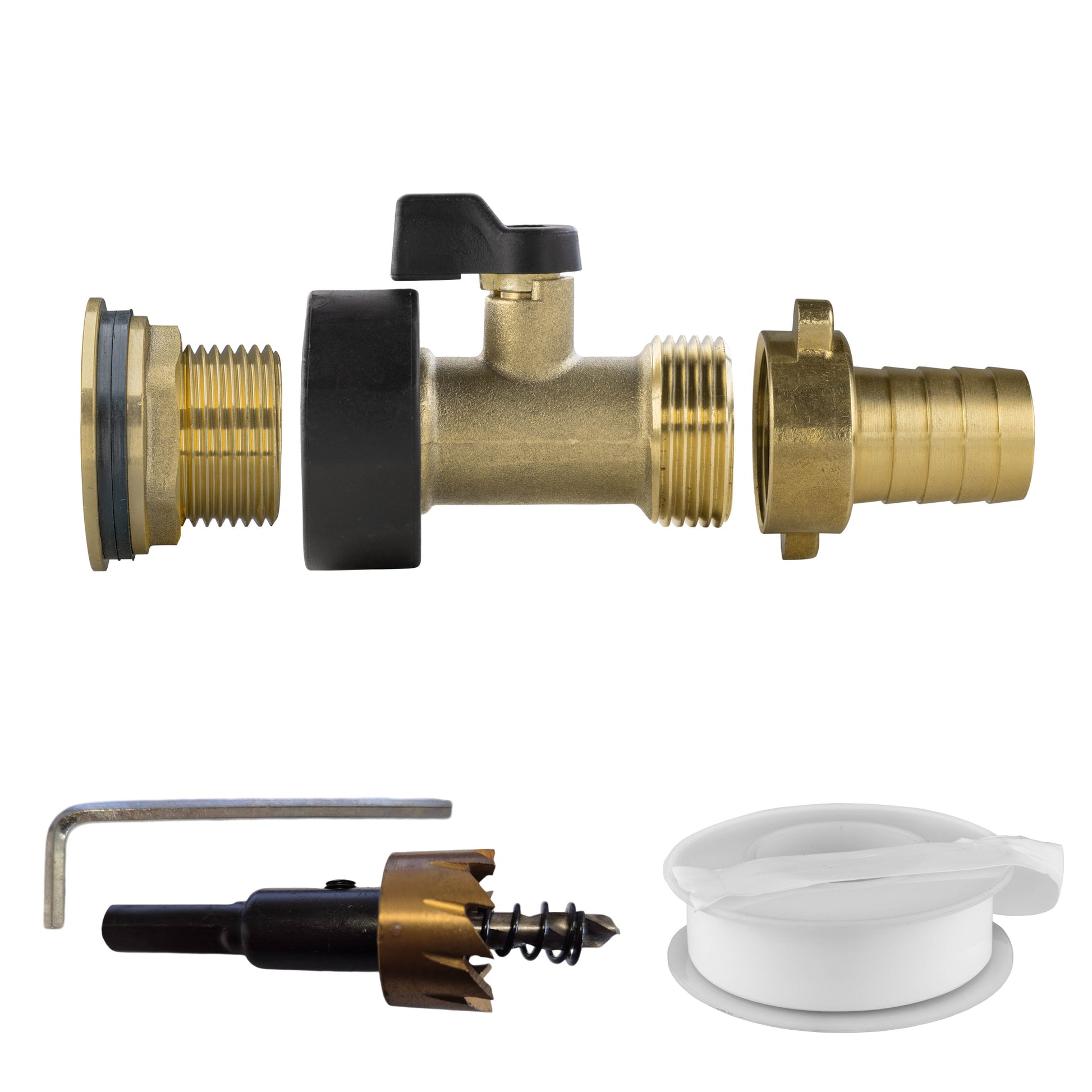 Water Butt Brass Kit 3/4" with Brass Valve + 19mm Barb and Drill Bit - Best4Trade-Retail Tech Hose & Fittings