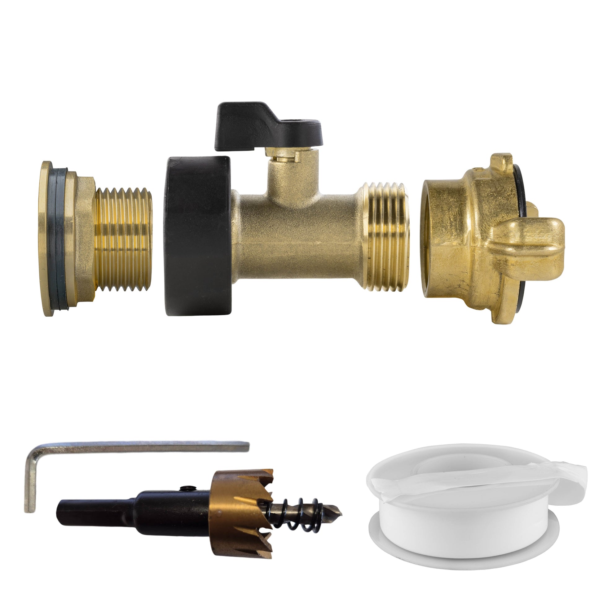 Water Butt Brass Kit 3/4" with Brass Valve + Geka and Drill Bit - Best4Trade-Retail Tech Hose & Fittings