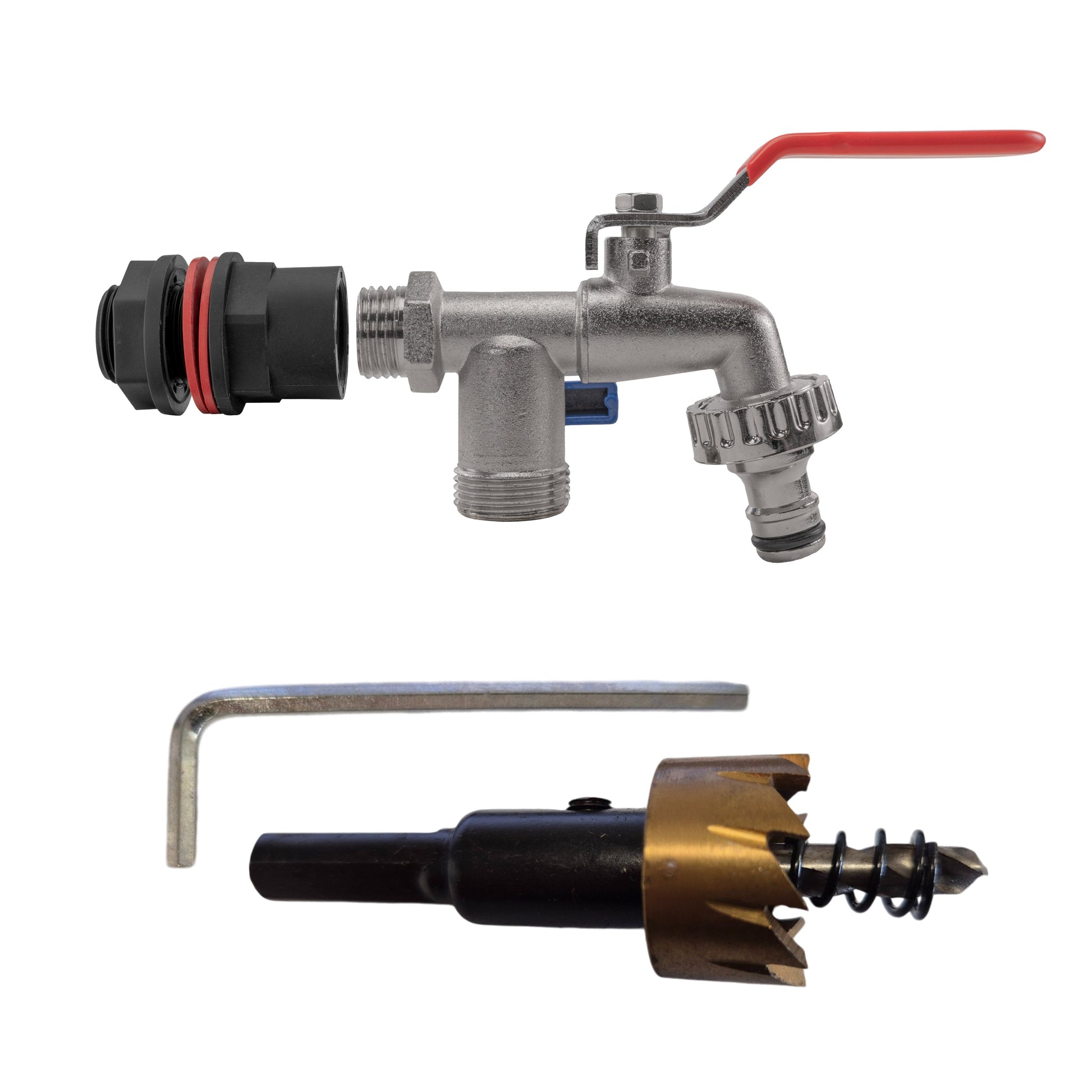 Water Butts Kit 1/2" With Double Tap and Drill Bit - Best4Trade-Retail Tech Hose & Fittings