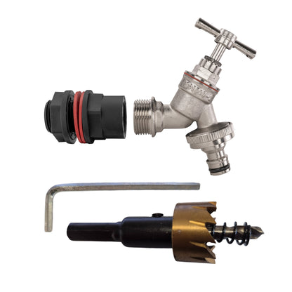 Water Butt Kit 1/2" with Nickel Plated Quick Connect Tap and Drill Bit - Best4Trade-Retail Tech Hose & Fittings