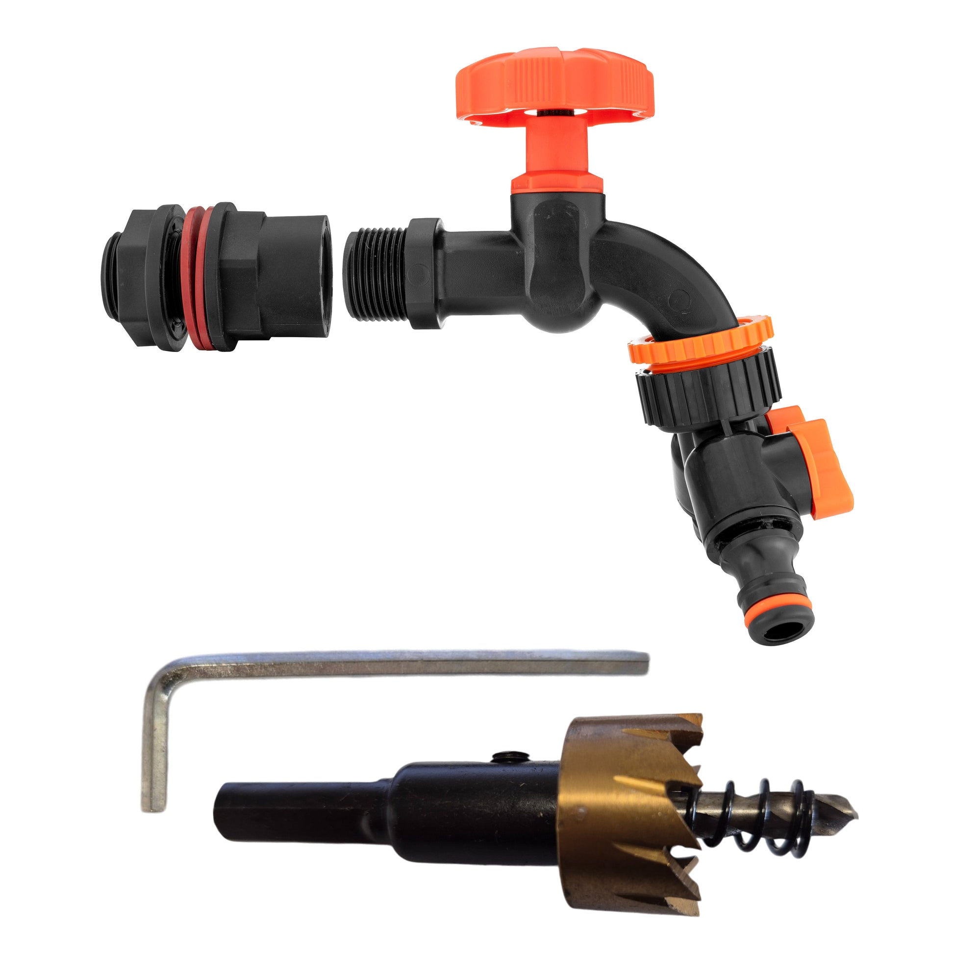 Water Butt Kit 1/2" with Black Dial Tap + Two-Way Splitter and Drill Bit - Best4Trade-Retail Tech Hose & Fittings