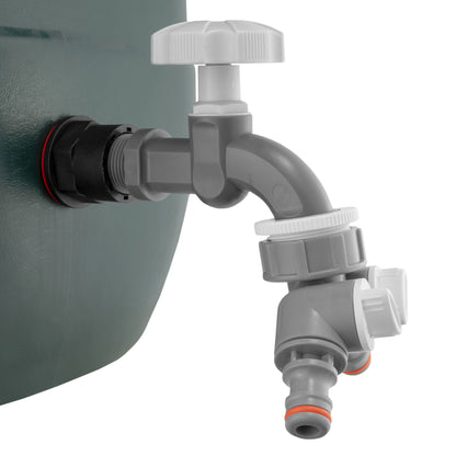 Water Butt Kit 1/2" with Grey Dial Tap + Two-Way Splitter and Drill Bit - Best4Trade-Retail Tech Hose & Fittings