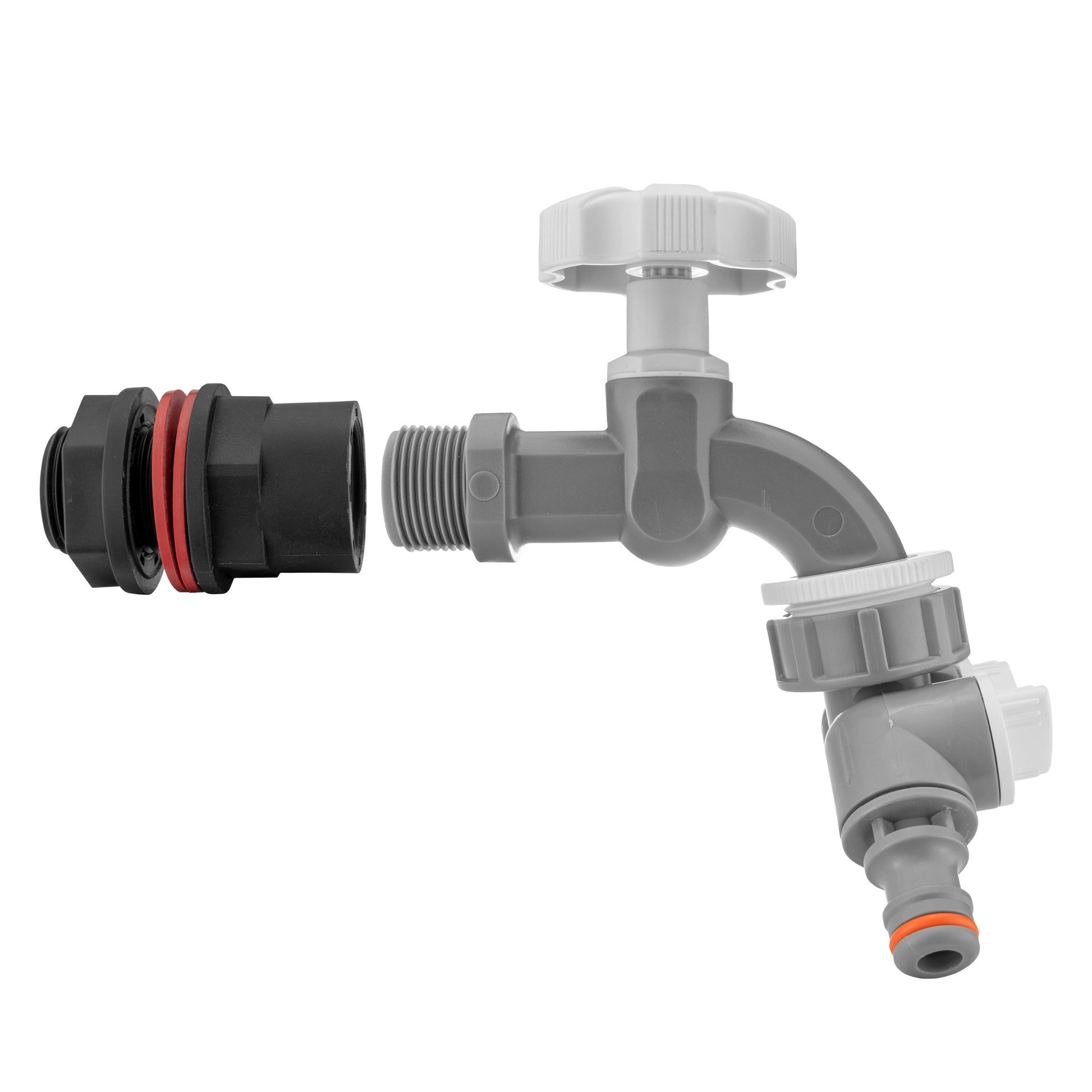 Water Butt Kit 1/2" with Grey Dial Tap + Two-Way Splitter and Drill Bit - Best4Trade-Retail Tech Hose & Fittings