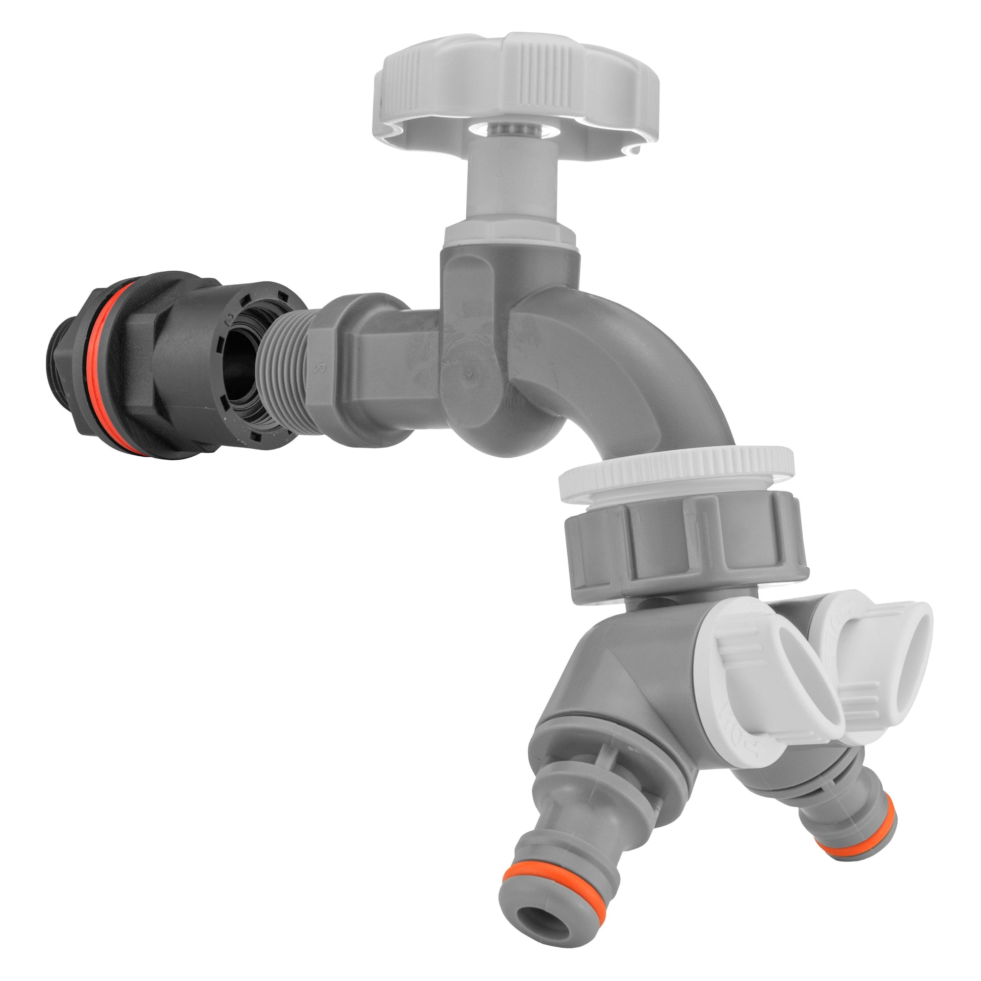 Water Butt Kit 1/2" with Grey Dial Tap + Two-Way Splitter - Best4Trade-Retail Tech Hose & Fittings