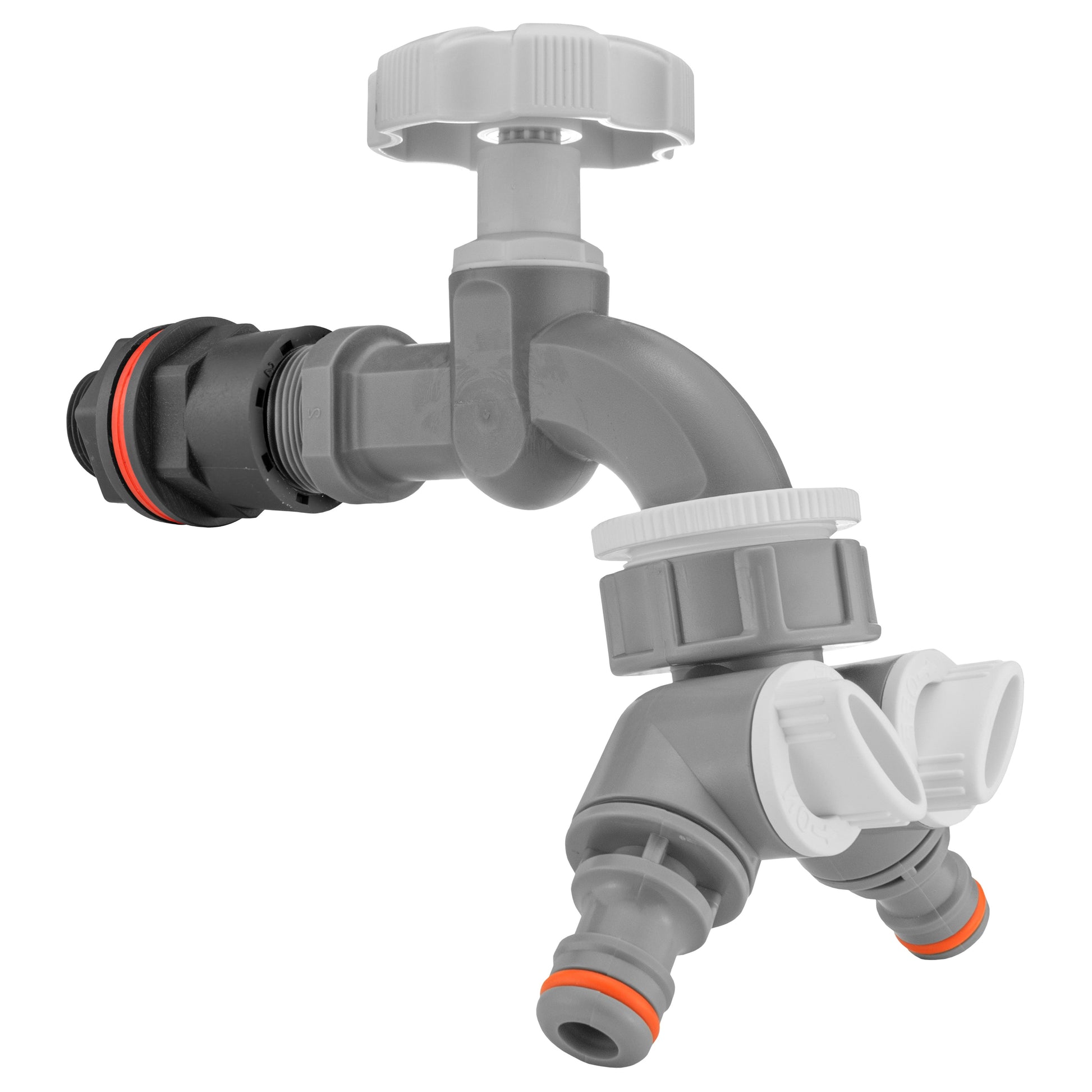 Water Butt Kit 1/2" with Grey Dial Tap + Two-Way Splitter and Drill Bit - Best4Trade-Retail Tech Hose & Fittings