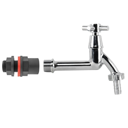Water Butt Kit 1/2" with Extended Brass Chrome Tap ½” Barb and Drill Bit - Best4Trade-Retail Garden watering
