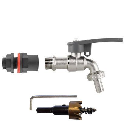 Water Butt Kit 1/2" with Lever Tap Hose Barb and Side Lock and Drill Bit - Best4Trade-Retail Garden watering