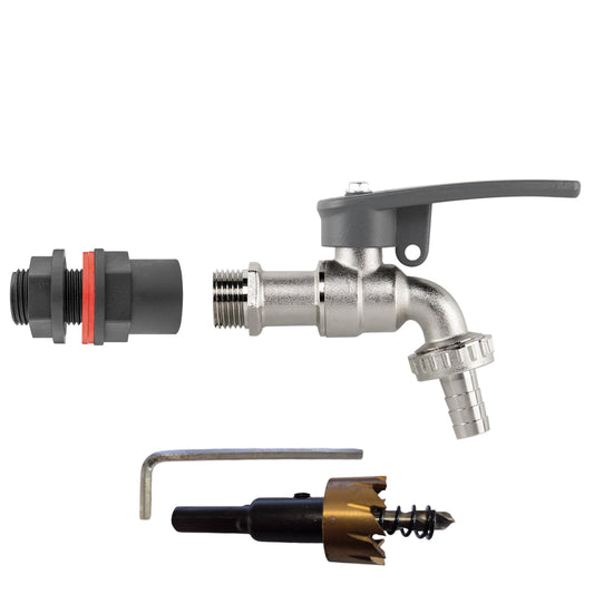 Water Butt Kit 1/2" with Lever Tap Hose Barb and Side Lock and Drill Bit - Best4Trade-Retail Garden watering