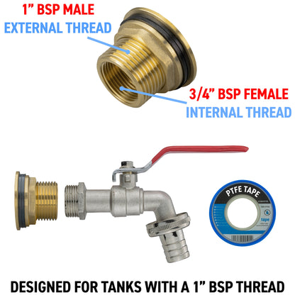 Water Butt Brass Kit 1" with Barbed Lever Tap and Drill Bit - Best4Trade-Retail Tech Hose & Fittings