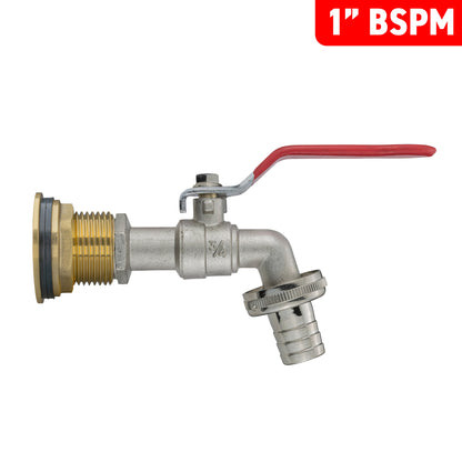 Water Butt Brass Kit 1" with Barbed Lever Tap and Drill Bit - Best4Trade-Retail Tech Hose & Fittings