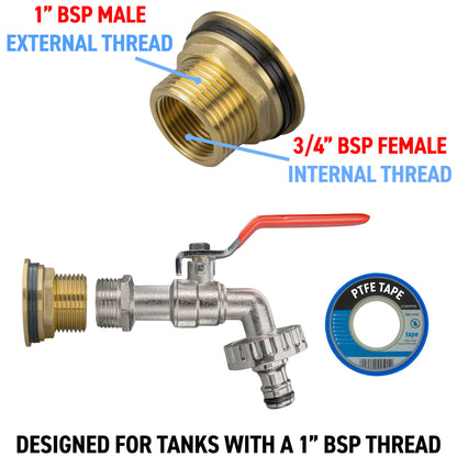 Water Butt Brass Kit 1" with Quick Connect Lever Tap - Best4Trade-Retail Tech Hose & Fittings