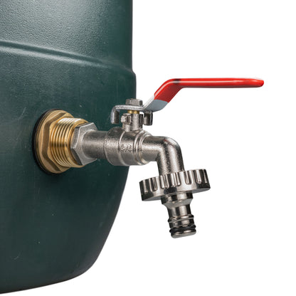 Water Butt Brass Kit 1" with Quick Connect Lever Tap and Drill Bit - Best4Trade-Retail Tech Hose & Fittings